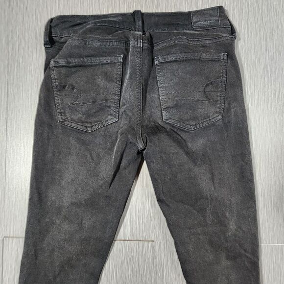 American Eagle Womens Mid-Rise Jegging Black Denim Jeans Distressed Size 4 - Picture 8 of 12